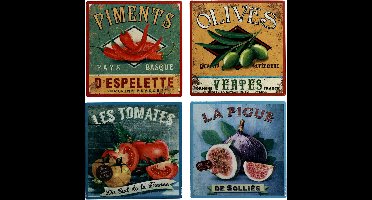 Onderzetters voor glazen keramiek fruitgroenten 10×10cm 4st