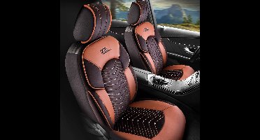 Stoelhoezen Jeep Grand Cherokee 2005 – 2010 – Dubai Serie Zwart Cognac – perfecte pasvorm - Luxe Velours (Voorstoelen set 2 voorstoelen)