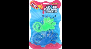 Eddy Toys Sticky Hands - Plakkende Handjes - Leuk Uitdeelcadeau voor Kinderen - Gemaakt van Natuurlijk Rubber en Kunststof - 2 Stuks per Setje - Kleuren Groen, Blauw en Geel