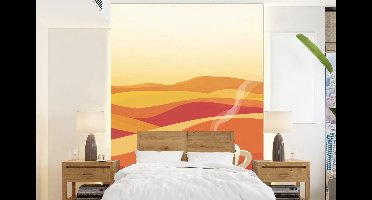 Behang - Fotobehang Koffie - Landschap - Oranje - Koffiebonen - Breedte 160 cm x hoogte 220 cm