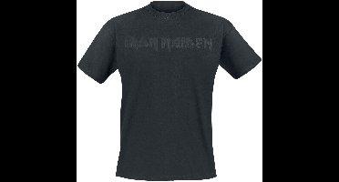 Iron Maiden Black On Black Logo Heren T-shirt - zwart - 4XL