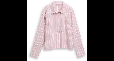 Tom Tailor Denim - Boxy fit overhemdblouse met gestreept patroon - Maat XL - dusty rose white stripe