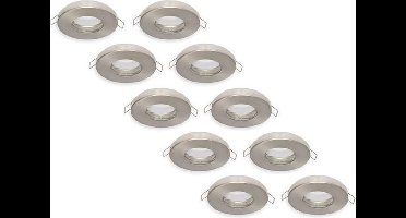 Groenovatie Inbouwspot - GU10 Fitting - Rond - Waterdicht IP44 - Satijn - 10-Pack