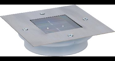 Grundig Solar Grondspot voor Tuinpad en Terras - Solar Tuinverlichting met 2 LED's en Automatische Aan/Uit-Functie - Inbouwspot Buiten 13x13x3 cm - RVS