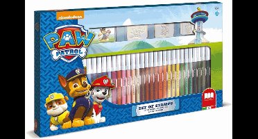 Paw Patrol hondjes stempelset met stiften 41-delig - Hobby/knutselmateriaal - Tekenen/kleuren met stiften en stempels - Uitwasbaar van huid en kleding