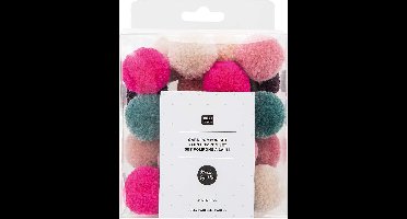 RICO DESIGN MADE BY ME POMPON SET jOLLY PASTEL MIX 24 STUKS