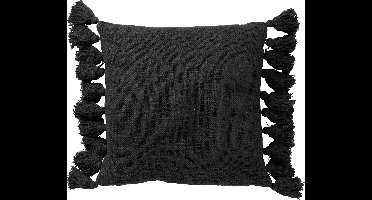 Dutch Decor RUBY - sierkussen 45x45 cm - 100% katoen - met flosjes - Raven - zwart - Inclusief binnenkussen - Luxe kussens voor woonkamer & bank