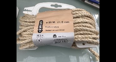 Starx Sisaltouw - Op Haspel - 6 mm Dik - 20 Meter Lang - Natuurlijk Sisal - Kleur Naturel - Geschikt voor Krabpaal en Diverse Touwklussen in Huis en Tuin - Inhoud 1 Klos