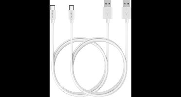 2x USB C naar USB A Kabel Wit - 2 meter - Oplaadkabel voor Oppo Reno 4 / Oppo Reno 4Z / Oppo Reno 4 Pro