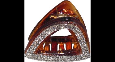 Haarklem met strass driehoek-vorm bruin