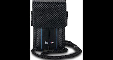 BMW Carbon Blue Stripes Heuptas - (Geschikt voor Scherm tot 7 Inch) - Zwart