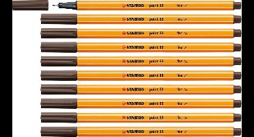 STABILO point 88 - Premium Fineliner - Fine 0,4 mm – Umber Bruin– Doos 10 stuks