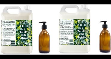 FAITH IN NATURE - Shampoo & Conditioner Seaweed & Citrus Refill - 2 x 5 Liter= 10 liter - nu met 2 Gratis glazen refill flessen 500ml
