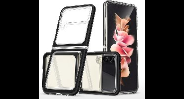 Hoesje Geschikt Voor Samsung Galaxy Z Flip 4 Hoesje met bumper - Shockproof case – Zwart / Transparant