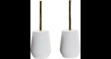 Items WC/Toiletborstel - 2x stuks - wit - polystone - 35 x 12 cm