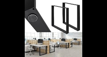 ECD Germany 2x tafelpoten set industrieel ontwerp 70 x 72 cm zwart gepoedercoat staal met stevige tafelframe voor eettafels bureaus en stabiele metalen tafellopers tafelpoten en onderstel voor moderne meubels