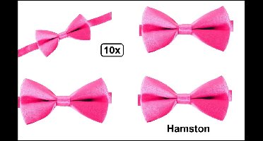 10x Vlinder strik donker roze - Hamston - Festival thema feest party gala feest hollywood