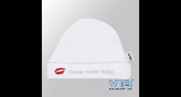 VIB® - Muts rond - Oma was hier (Wit) - Babykleertjes - baby muts - baby muts newborn - baby mutsje - baby cadeau - kraam cadeau - baby aankodiging