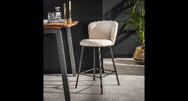Giga Meubel Barstoel Curve - Wit Bouclé - Set van 4