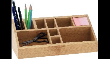 Eleganza Pennenbak bureau organizer - bamboe hout - 23 x 9 x 9 cm - 10-vaks