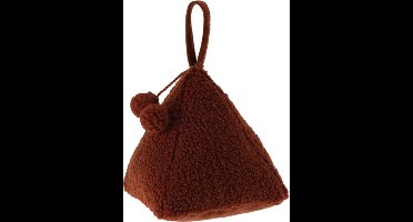H&S Collection Deurstopper Teddy - roest bruin - 17 x 17 x 16 - polyester - piramide vorm - met verplaats lus