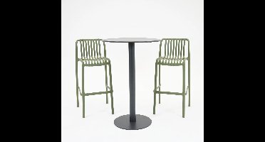 Vita Santo bartafel Ø70 met 2 Porto barstoelen groen