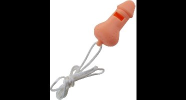Funny Fashion Fluitje in penis vorm - met koord - pvc - roze - Fun/feest/vrijgezellenfeest accessoires