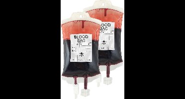 Funny Fashion Halloween nep bloed zak - 2x - ophangbaar - 300 ml - carnaval artikel - verpleegster