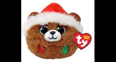 TY Teeny Puffies Christmas Bear Brown 10 cm