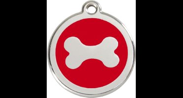 Hondenpenning-bot afdruk-groot-rood-28mm-Hondenpenning.nl