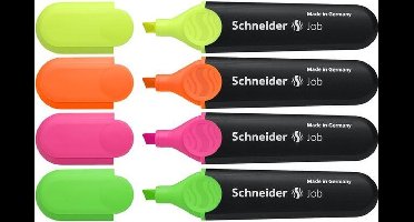 Schneider markeerstift - tekstmarker - Job - assorti 4 stuks - beitelpunt - S-1500
