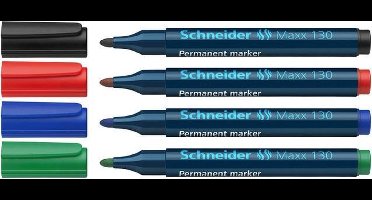Schneider permanent marker - Maxx 130 - ronde punt - set 4 kleuren - S-113094