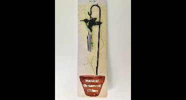 Nature's Melody windgong kolibrie hangend op tuin prikker.9x46c0.5cm. Metalen Tuinsteker. tuindecoratie. Tuinsteker windgong met uil. U krijgt nog een windgong 7x17x2cm van sleepy hollow  gratis bij.