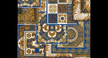DIERENPRINT MET KLASSIEK BAROK BEHANG - Blauw Wit Goud - AS Creation Versace 4