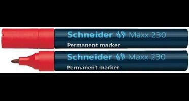 Permanent marker schneider maxx 230 1-3mm rood | 10 stuks