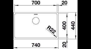 Blanco spoelbak Andano 700 onderbouw 522971 InFino