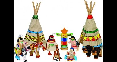 Goki Houten buigpopjes set indianen 9-11cm