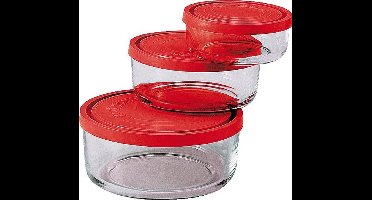 Bormioli Frigoverre Gelo Vershouddoos - 3-Delig - Glas - Transparant/Rood