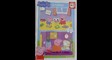 Merkloos Peuter Puzzel 2 x 20 Stukjes - Peppa Pig