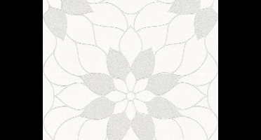 GRAFISCHE BLOEMEN  BEHANG - Wit met glitters - Bloemenmotief - AS Creation Neue Bude 2.0