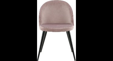 Venture-Home-Eetkamerstoelen-2-st-Velvet-fluweel-zwart-stoffig-roze