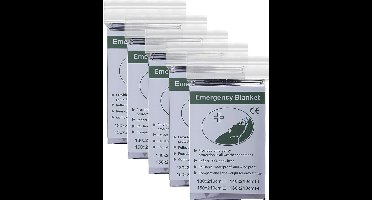 Thermische Nooddeken, slaapzak \ Premium Reddingsdeke | Survival Whistle Ultralight Cold Protection / Noodslaapzakken - emergency foil blanket, emergency sleeping bag - 5 Pieces 160 x 210 cm