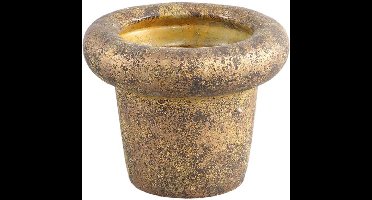 PTMD Relandi Ronde Bloempot - H16 x Ø20 cm - Cement - Goud