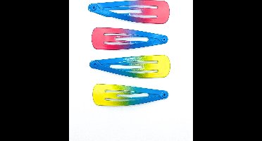 Klik-klak haarspeldjes blauw-roze-geel