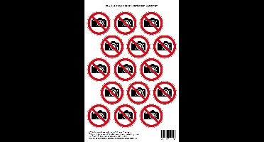 Pictogram sticker P029 - Fotograferen verboden - Ø 50mm - 15 stickers op 1 vel