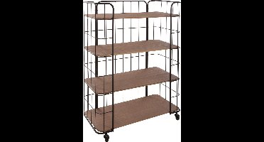 STAANDE HOUTEN KAST OF REK IN MDF HOUT EN METAAL - ZWART - L. 70 X. D 31 x H. 97,5 CM - INDUSTRIEEL