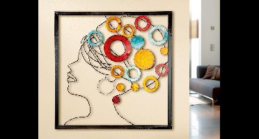 wanddecoratie schilderij metaal lady full color