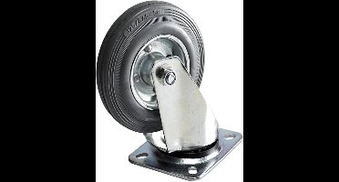 Tarsus Zwenkwiel - Ø 125 mm - Stalen Velg - Massieve Rubberband - 80 kg Draagvermogen
