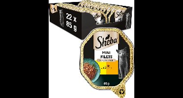 Sheba Kattenvoer - Mini Filets - Kip Kalkoen in Saus - kuipjes 22x85g