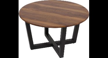 Salontafel HWC-M63- BijzettafelHDF Laminaat Melamine Ø80cm - Marmer/Steen-Optiek